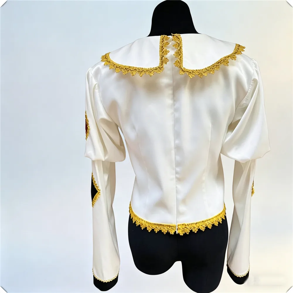 Customized Harlequin's Million Male Variations Ballet Jacket,White Black Red Diamond Geometric Long Sleeve Clown Ballet Men Top