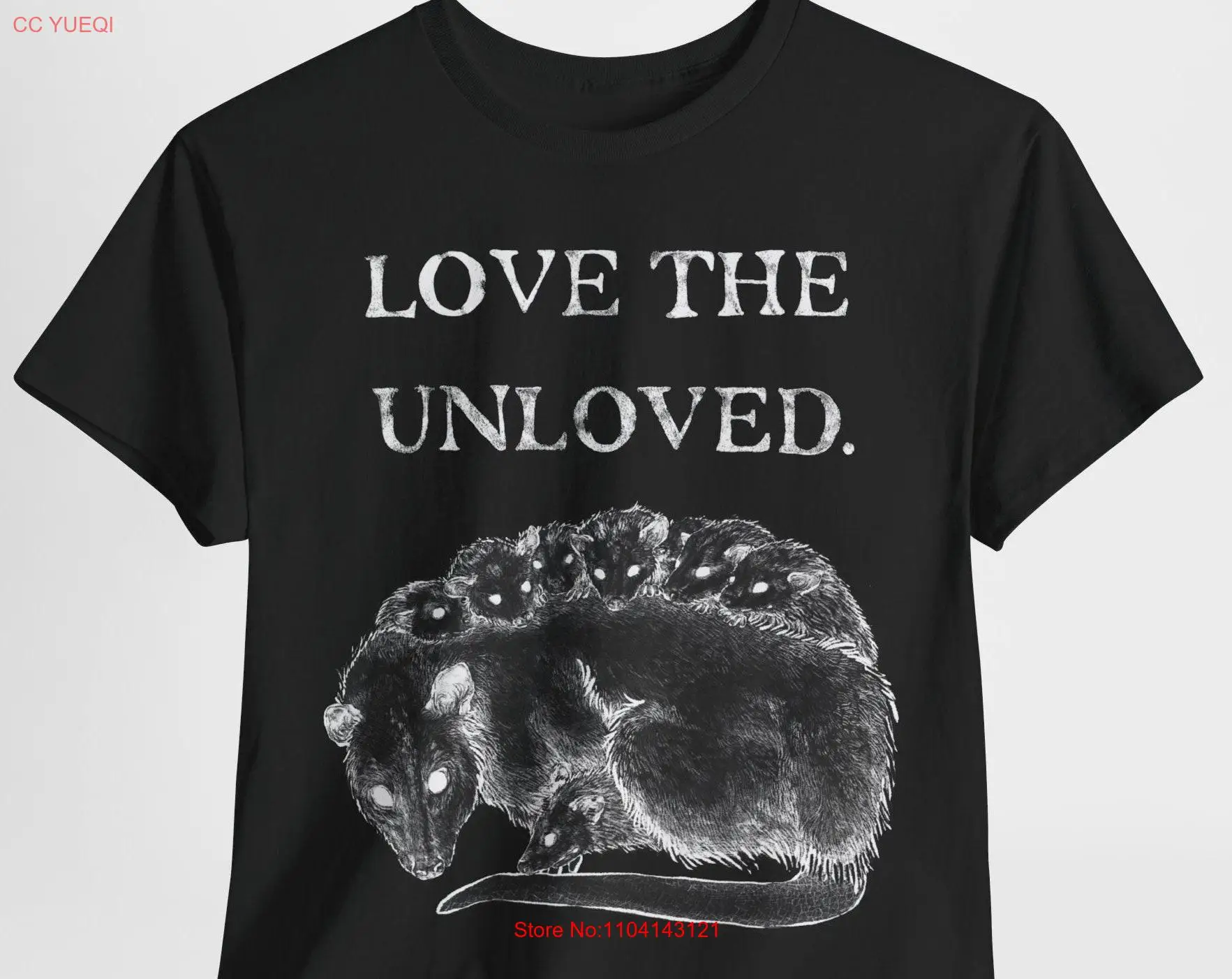 OPOSSUM LOVE Black gothic cotton t shirt Cyberware Witchy Nature Unloved appreciation Goblincore Rat Dark Alternative weird