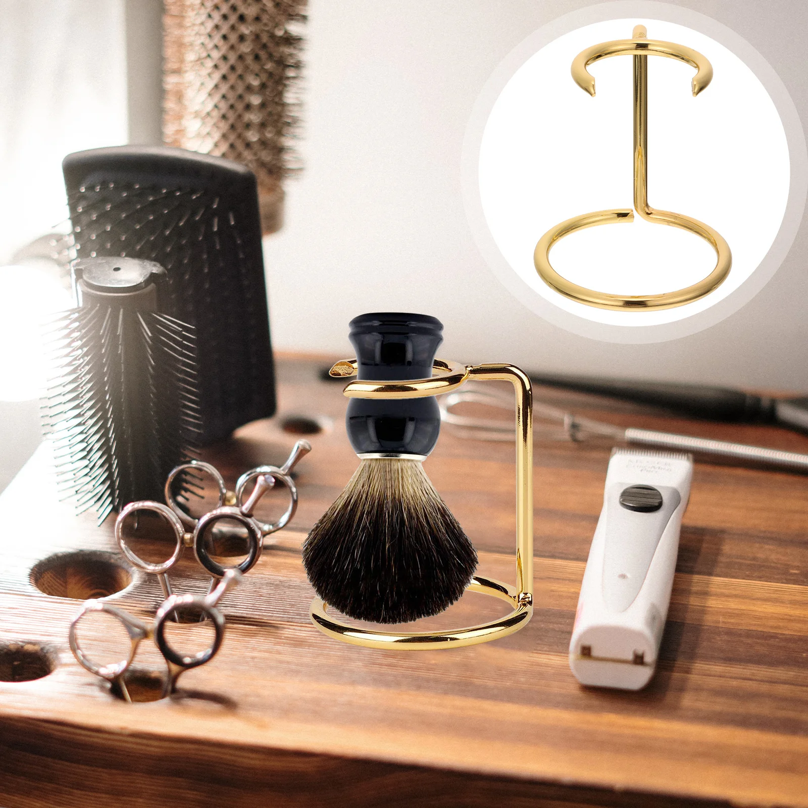 

Metal Shaving Brush Rack Razor Holder Organizer Bathroom Tool Durable Design Space Saving Men Gift Barber Accessory