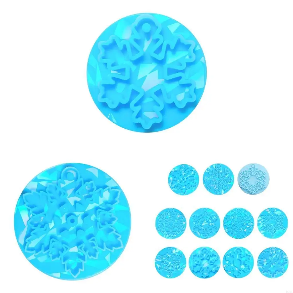R3MC DIY Snowflake Silicone Mold Beautiful Rainbow Effects Keychain Pendent Mold Christmas Ornament Mold DIY