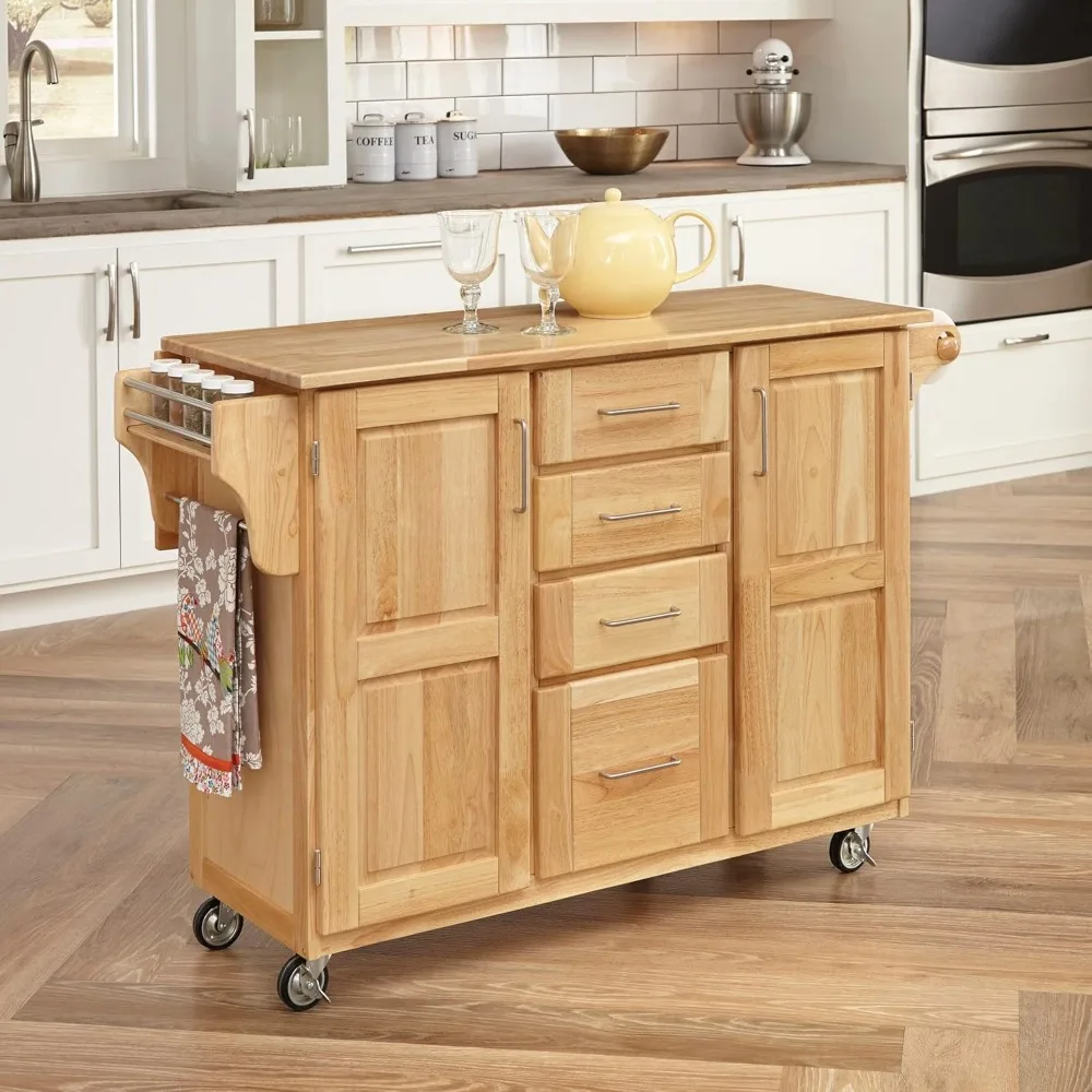

Kitchen Cart, General Line Mobile Kitchen Cart, Four Easy Glide Drawers and Two Cabinets with Adjustable Shelves Accommodate
