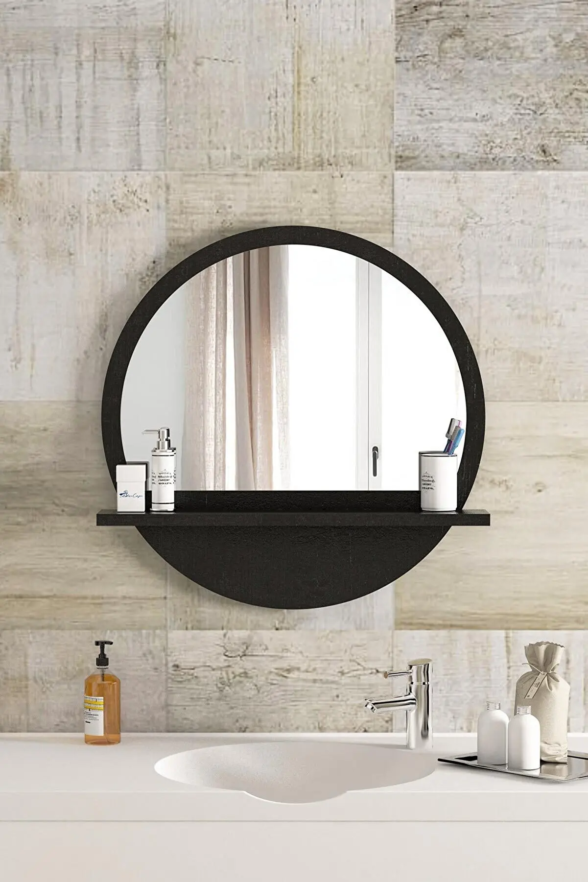 Round White Shelves 45cm mirror Bathroom Cabinet Console Wall Living Room Kitchen Wc Office Child Bedroom 2022 Season