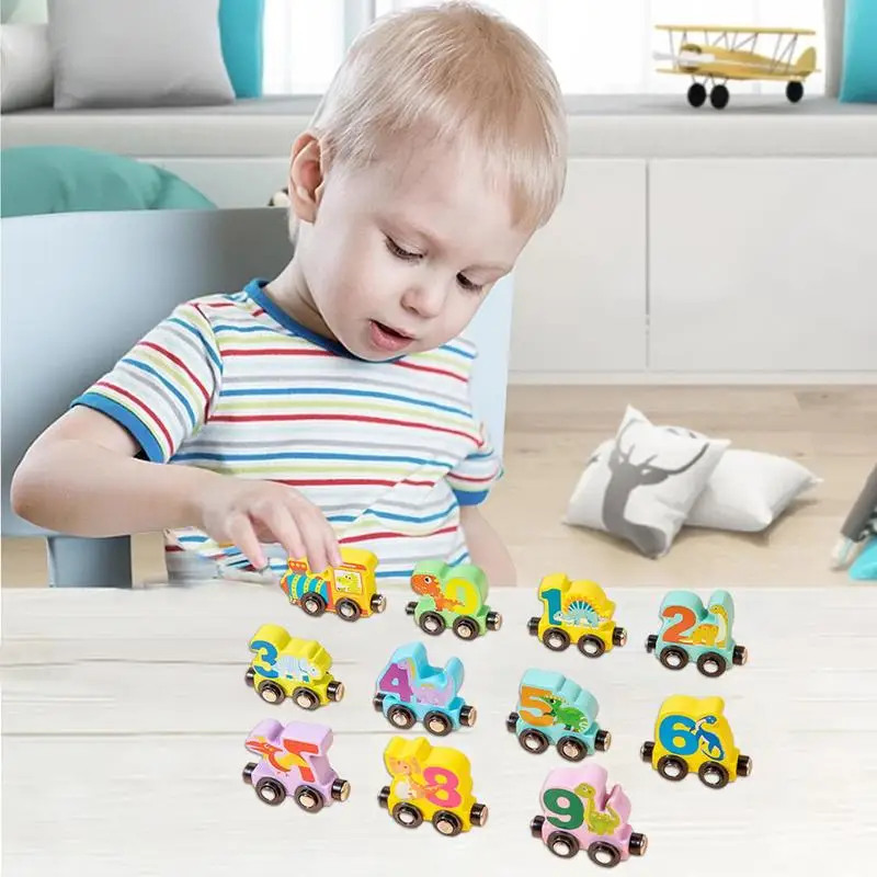 Magnetic Number Train Wooden Educational Car Toy Color Cognition Toy Colorful Assembly Of Train Toy Magnet Number Train Children