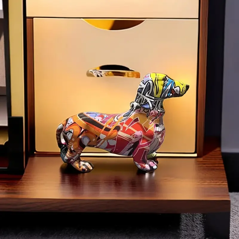 1 piece colorful dachshund figurine animal dog, home decoration living room bedroom bookshelf dining table table top decoration.