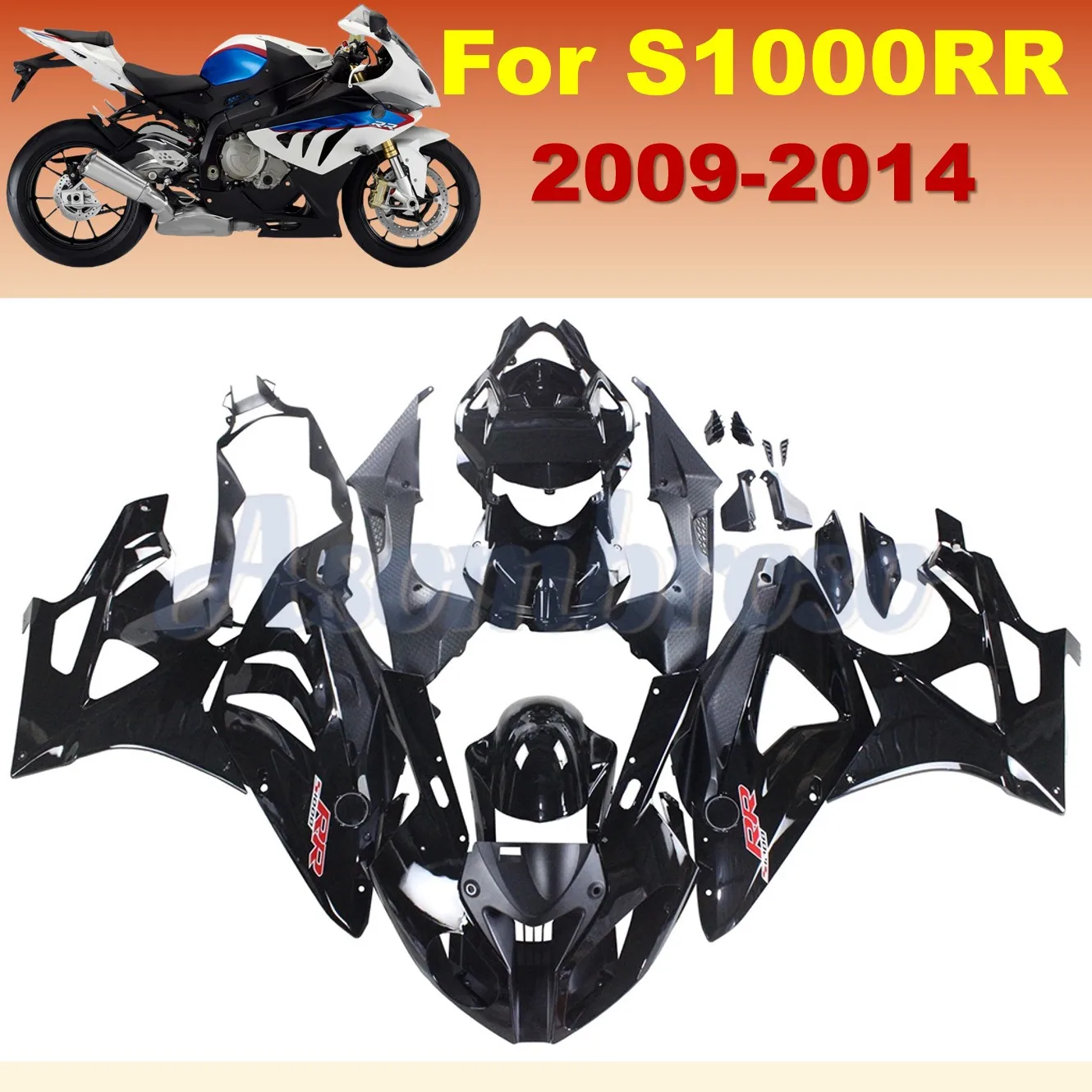 Custom Brand Fairing kit for S1000RR 2009 2010 2011 2012 2013 2014 S1000 09 10 11 12 13 14 All Black Bodywork Shell Cover New