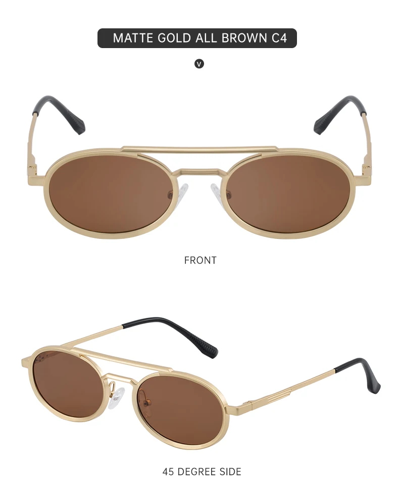 Ovale Steampunk-Sonnenbrille mit kleinem Rahmen für Damen, 2026, luxuriöse Vintage-Rundsonnenbrille für Damen, Doppelstrahl-Brille für Damen – Detail 18