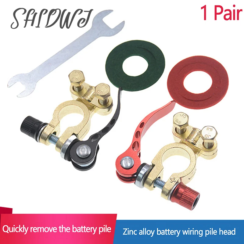 

1Pair Car Battery Terminals Quick Release Battery Pile Terminal Connectors Copper Clip Screw Top Post Wire Cable Clamp Auto Part