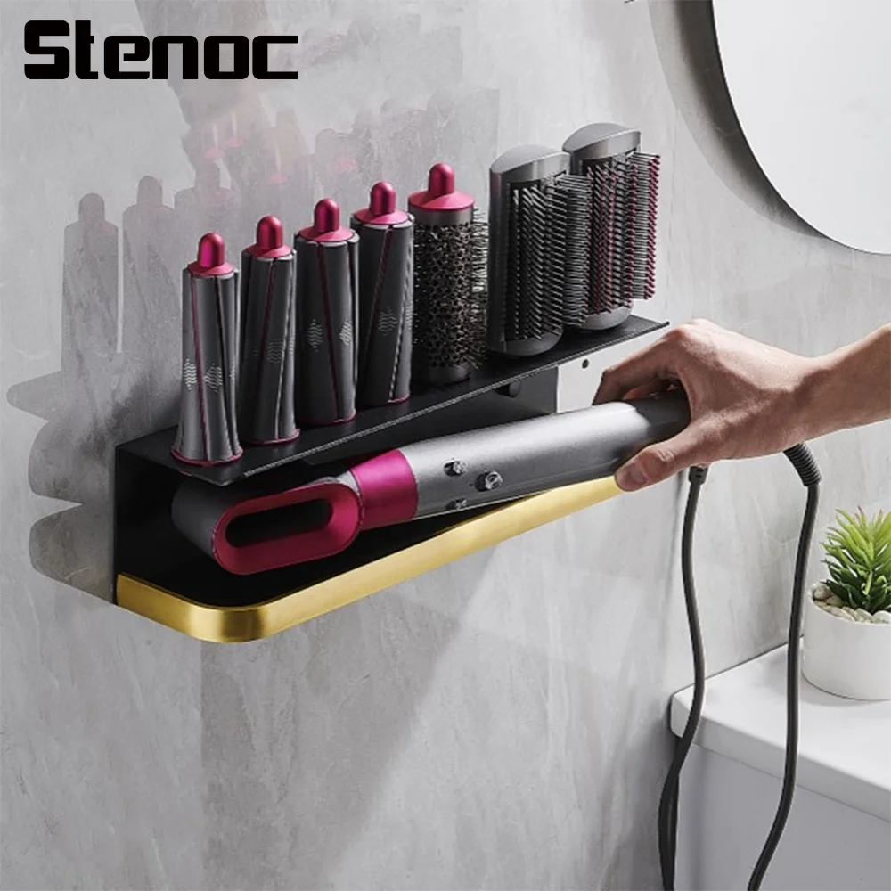 Bathroom Wall Mount Holder Hair Tool Organizer Dryer & Hair Curler Holder Dryer Hanger for Hair Straighteners Curling Wands