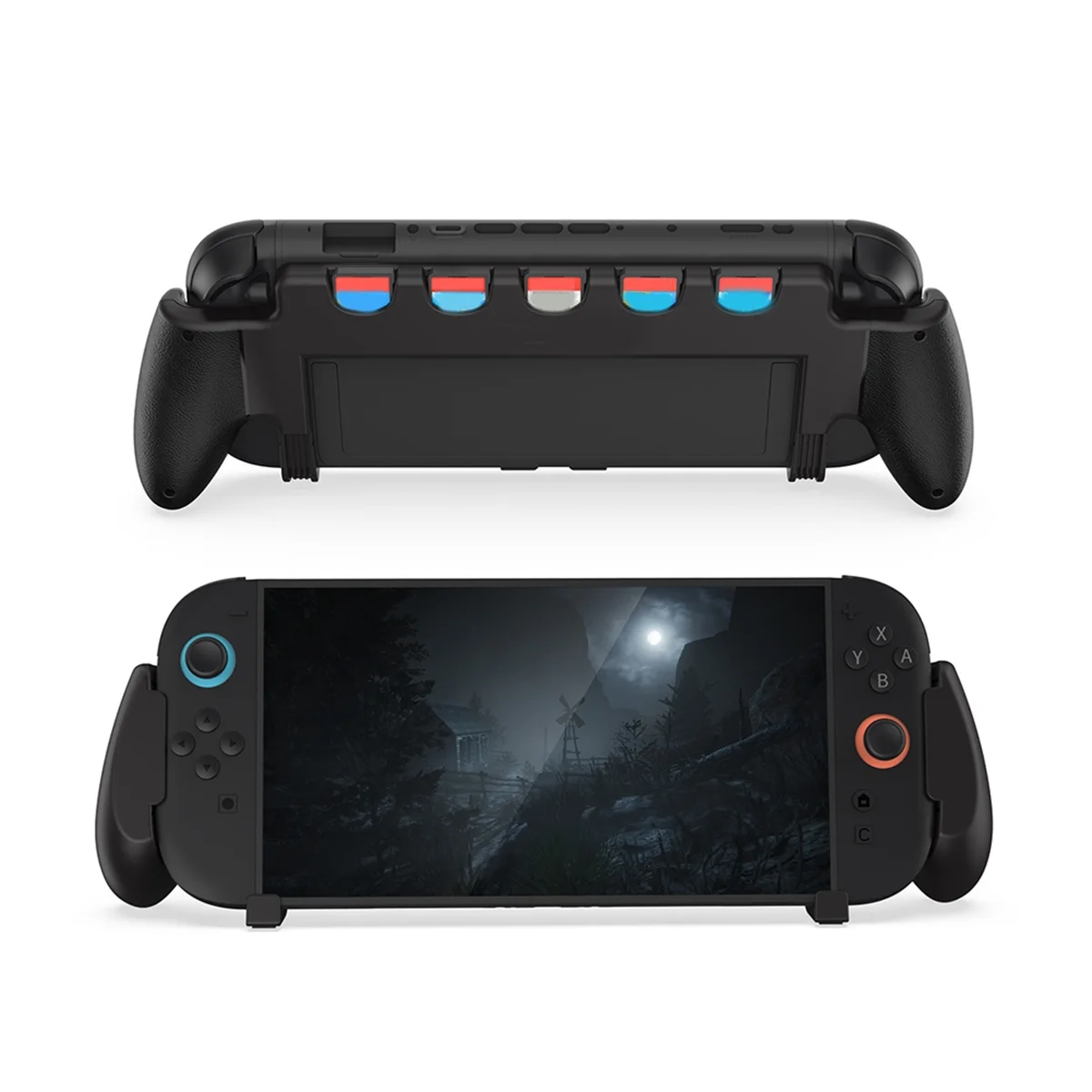 For Nintendo for Switch 2 Grip with Stand Grip Case 5 Game Slots Protective Case Anti Slip Grip Holder Game Accessories