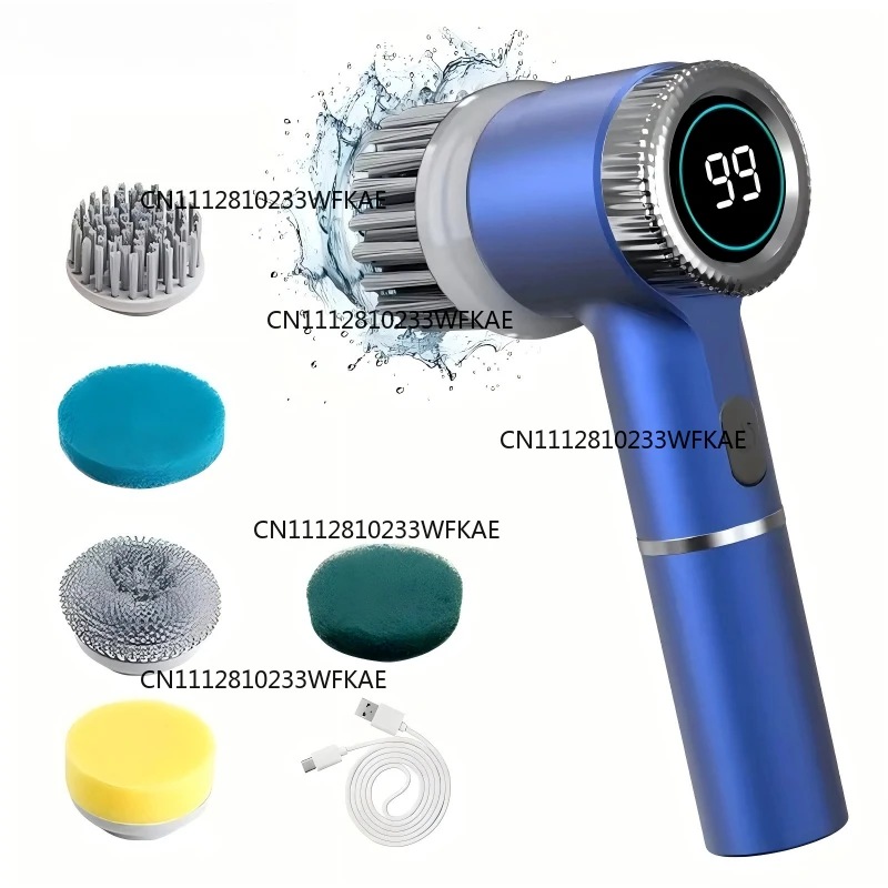 Electric Spin Scrubber With 5 Replaceable Brush Head, Three-speed Adjustable Handheld Rechargeable Shower Scrubber