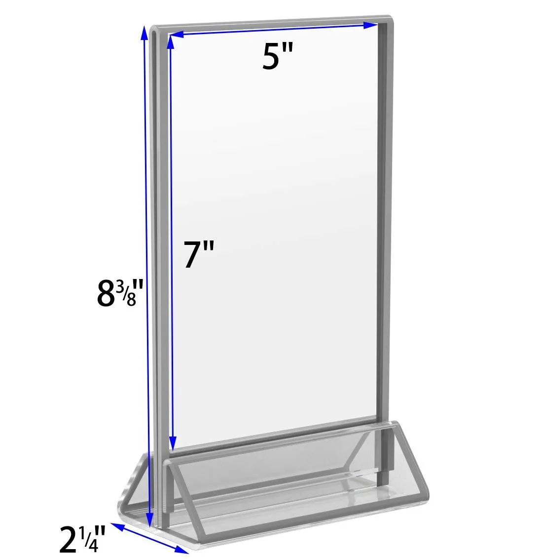 Acrylic Sign Holder with Silver Borders and Vertical Stand, Acrylic Silver Frames for Wedding Table Numbers and Desk Menu Stand