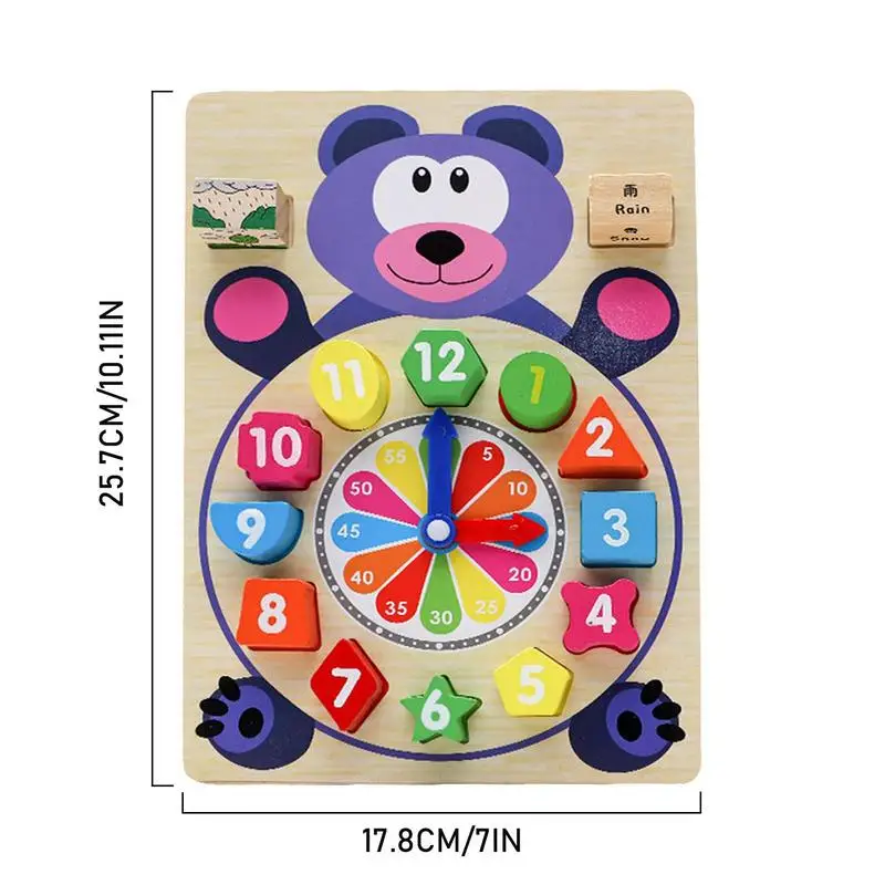 Wood Clock Toy Matching Color Sorting Game Funny Shape Color Sorter Toys Educational Counting Matching Game For Home Boys Aged