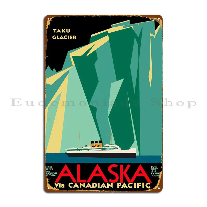 Taku Glacier Travel Poster Metal Sign Plaques Design Printing Designing Wall Mural Printed Tin Sign Poster