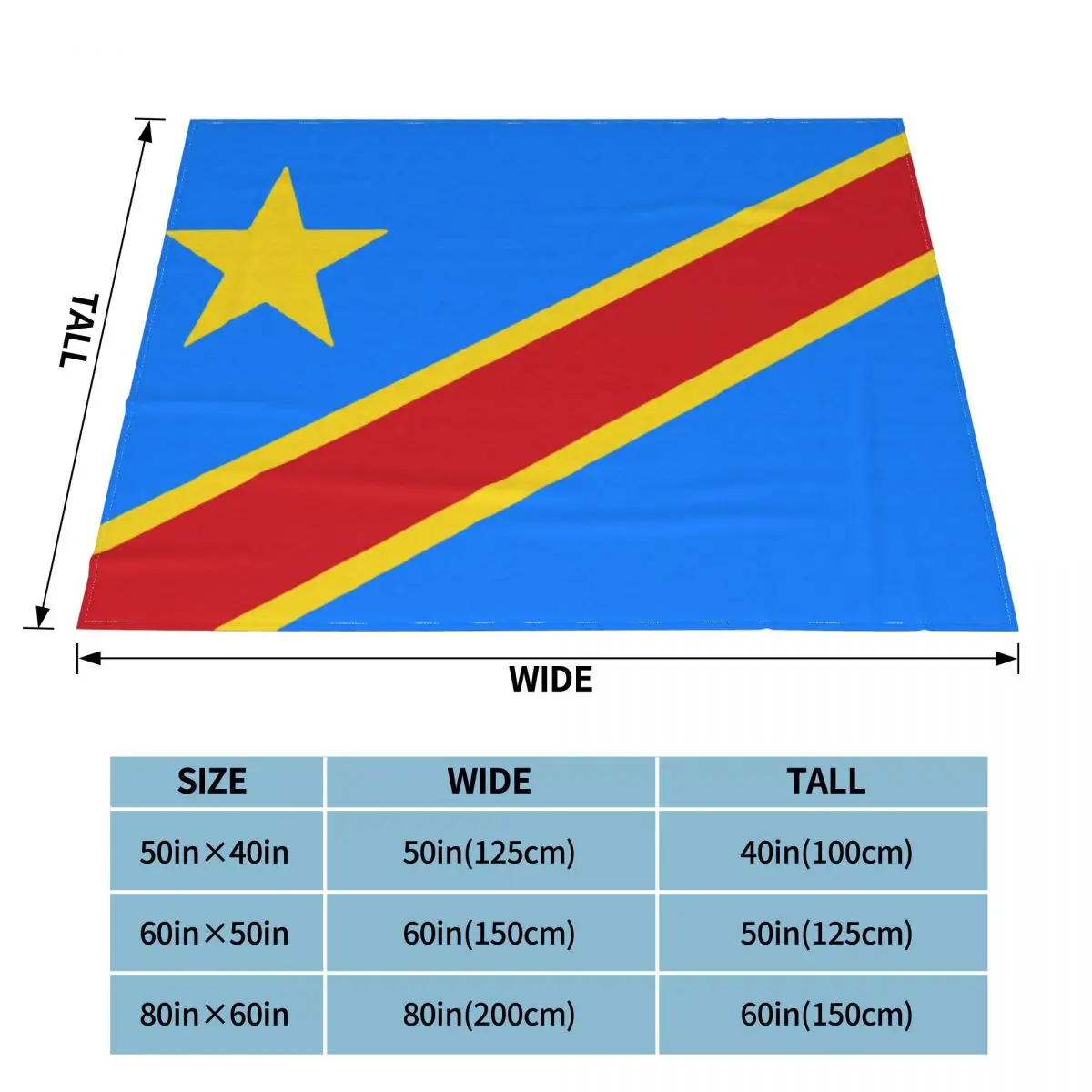Flag Of Congo Kinshasa Zaire Flannel Throw Blanket Blanket for Home Outdoor Soft Bedroom Quilt