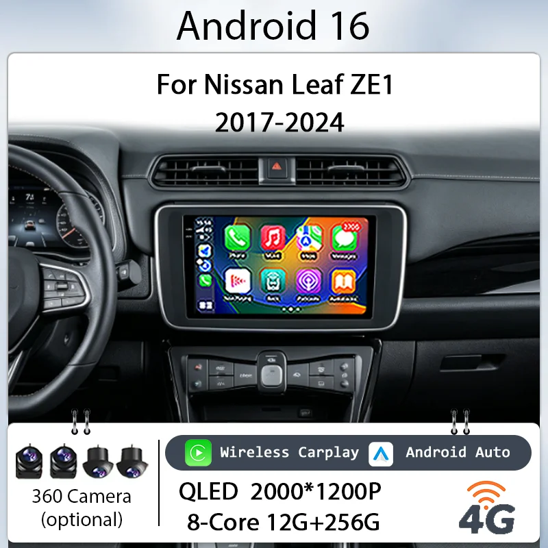 

9" Android 16 Wireless CarPlay GPS BT WiFi DSP for Nissan Leaf ZE1 2017-2024 Car Radio Multimedia Player IPS Touch Screen QLED