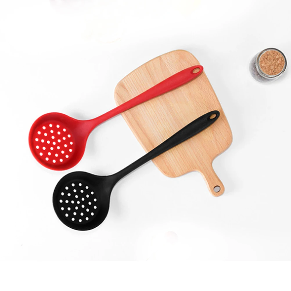 

Scoops Silicone Colander Slotted Spoon Soup Ladle Bar Strainer Separating Red Hot Pot