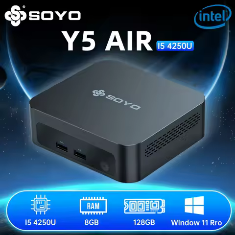 SOYO Mini PC Y5 Air Intel i5 4250U CPU with 8GB RAM 128GB M.2 SSD Mini Desktop Computer Dual 4K Display, WiFi 5, BT4.2, USB-C