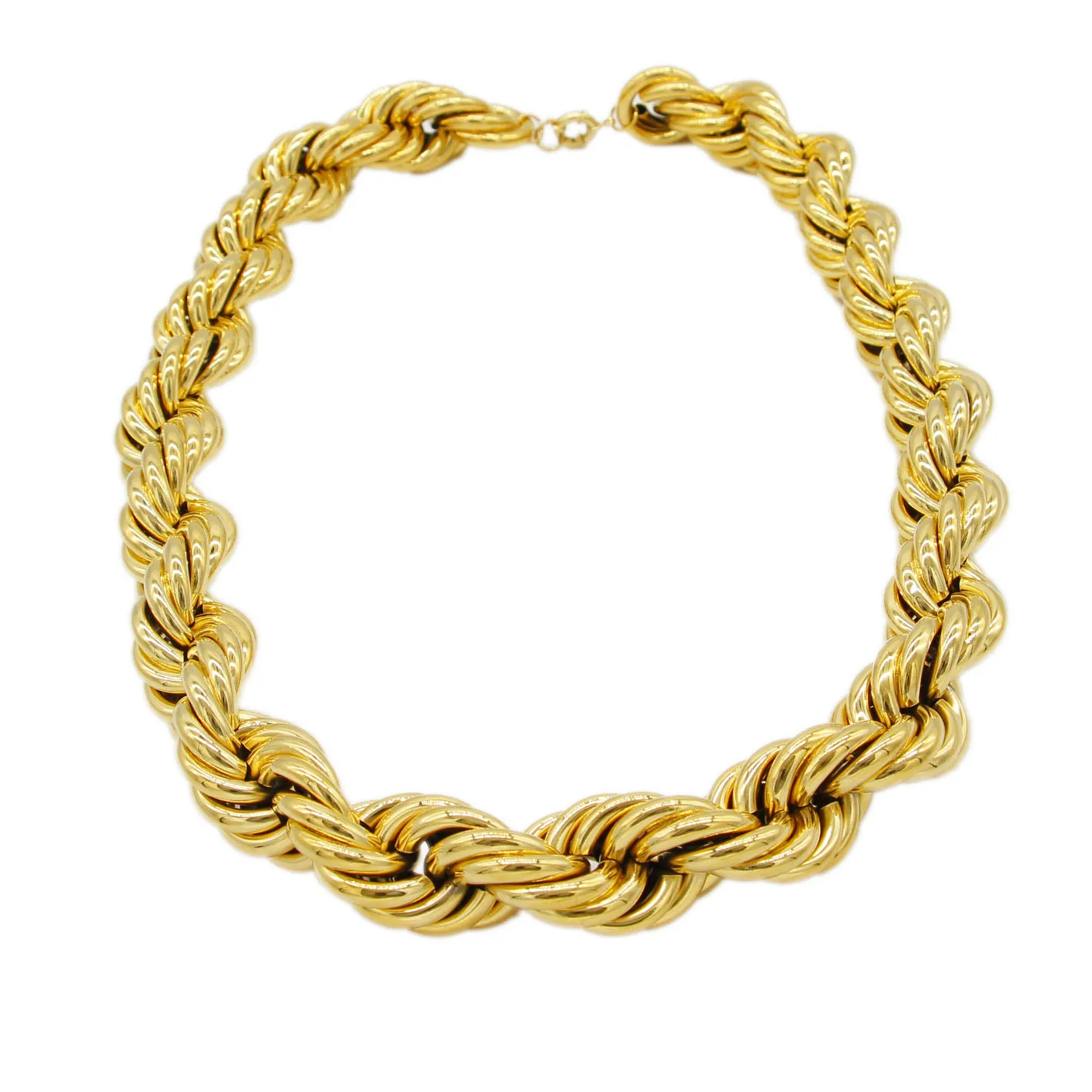 Adixyn Fashion Exaggeration Wide Twisted Singapore Chain for lovers Gold Color/Copper Thin Necklace Jewelry Wedding Party G09141