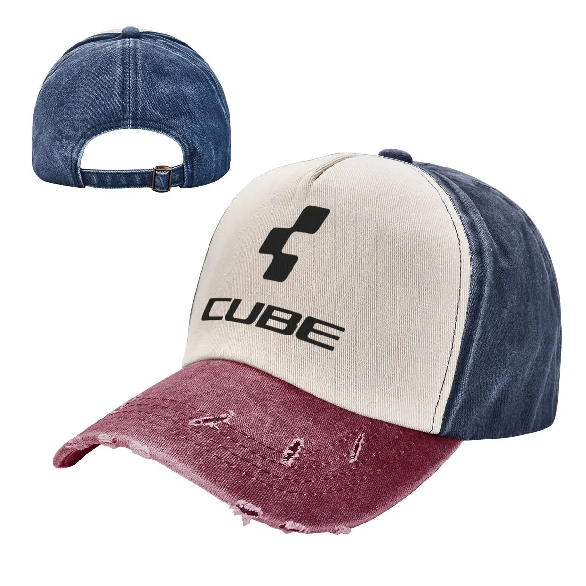 Retro Cubes Cycling Mtb Mountain Bike Baseball Caps Unisex Distressed Washed Sun Cap Outdoor Activities Hats Cap