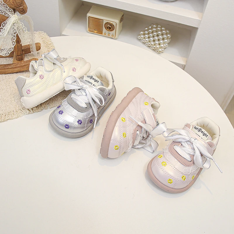Mumoresip Baby Flat Shoes Sweet Floral Toddler Walking Shoes Soft Bottom 2026 Brand New Kids Casual Shoes Non-slip Trendy