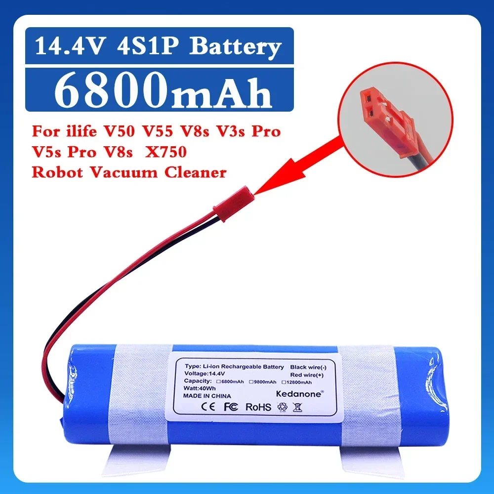 

14.8V 12800mAh Rechargeable Lithium Battery for ilife V5 V5s V50 V3 plus v3s pro Robot Vacuum Cleaner ilife v5s pro battery