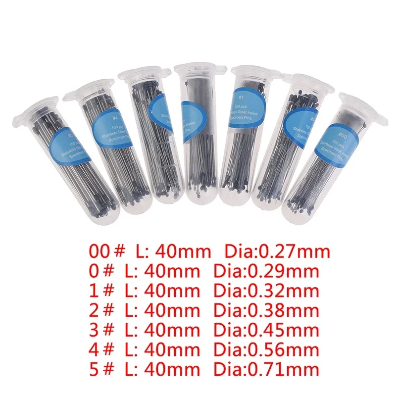 100Pcs Insect Pins Specimen Needle Stainless Steel for School Lab Entomology