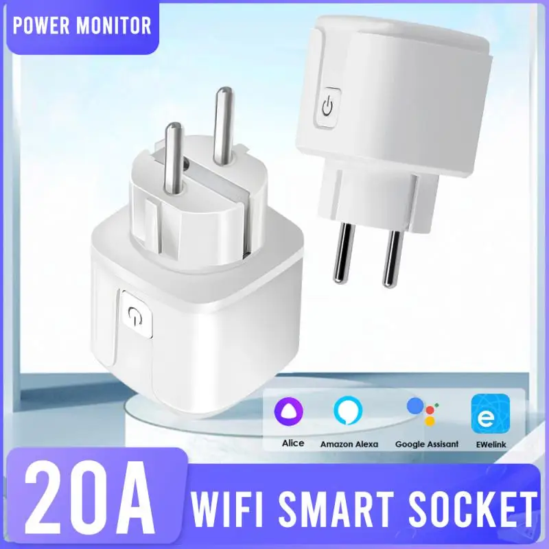 CORUI EWelink WiFi Smart Socket 20A EU Smart Plug With Power Monitoring Timing Alexa Google Home Yandex Alice Voice Control