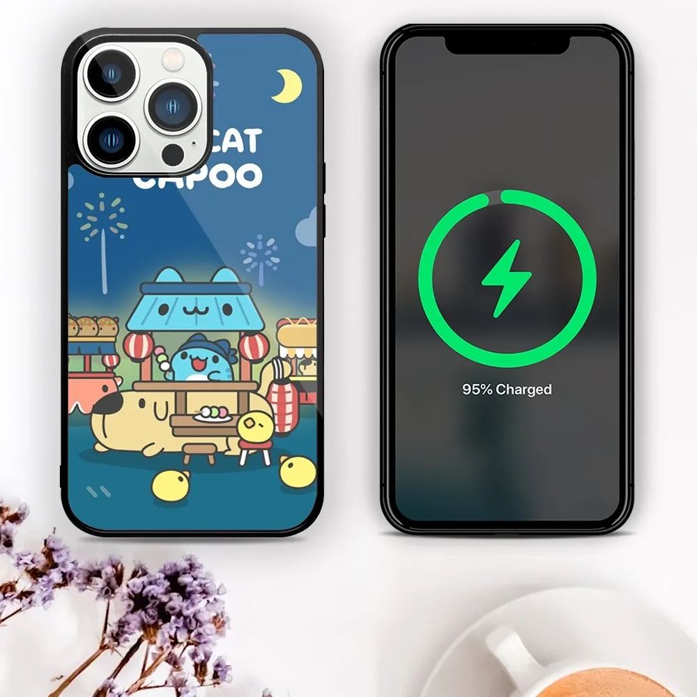 Love Cat Comic Cat Bugcat Capoo Phone Case For Magnetic Attraction iPhone 11 12 13 14 15 Mini Pro XS Max X S Plus XR Shell