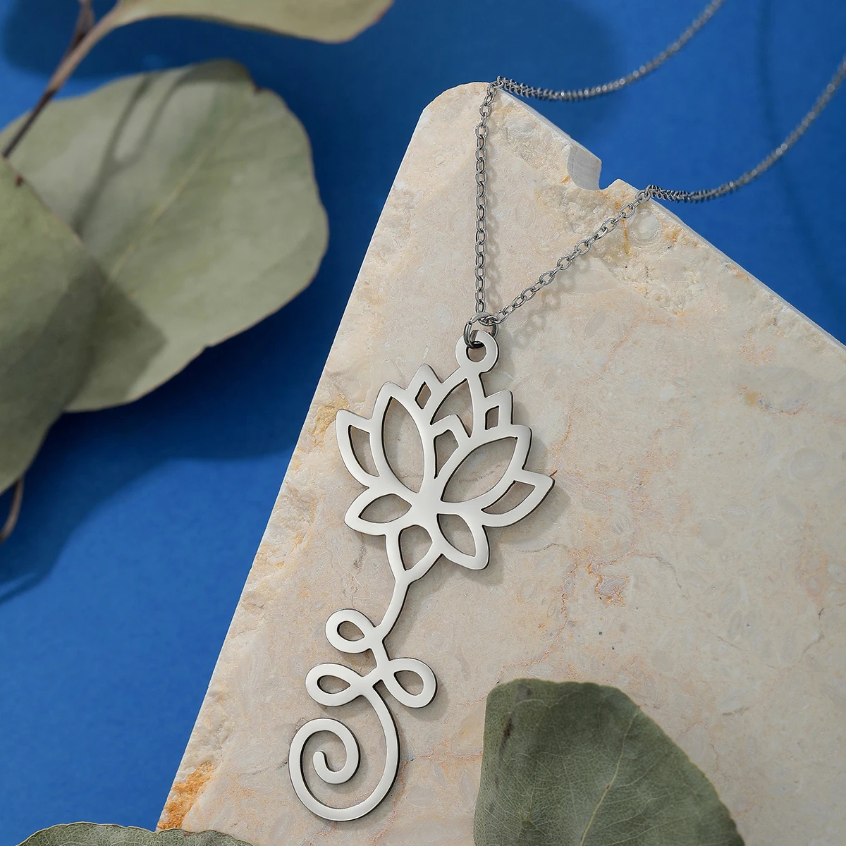Kinitial Dainty Lotus Flower Books Necklace Women Stainless Steel Phoenix Comedy and Tragedy Mask Choker Necklace Gifts Jewelry view 4