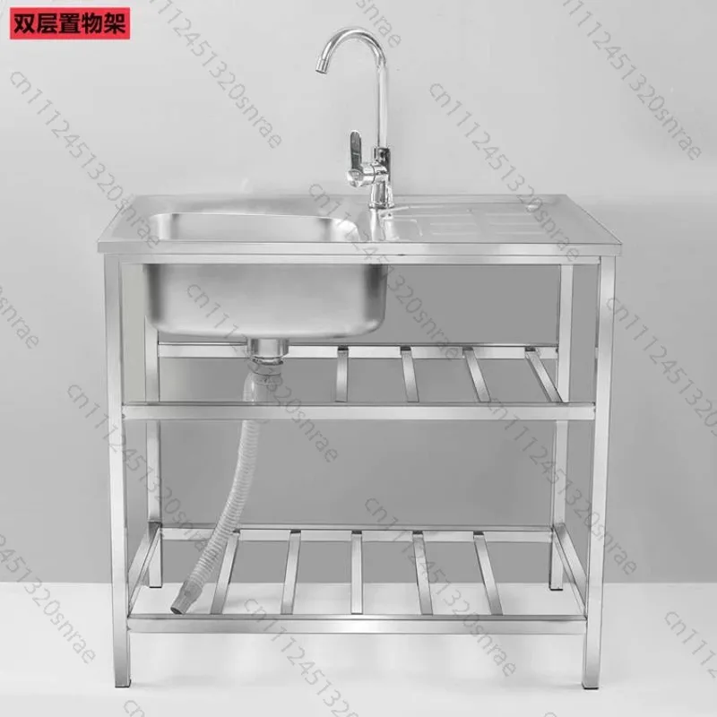 Stainless Steel Sink Countertop Integrated Kitchen Single Sink with Bracket Simple Dishwasher