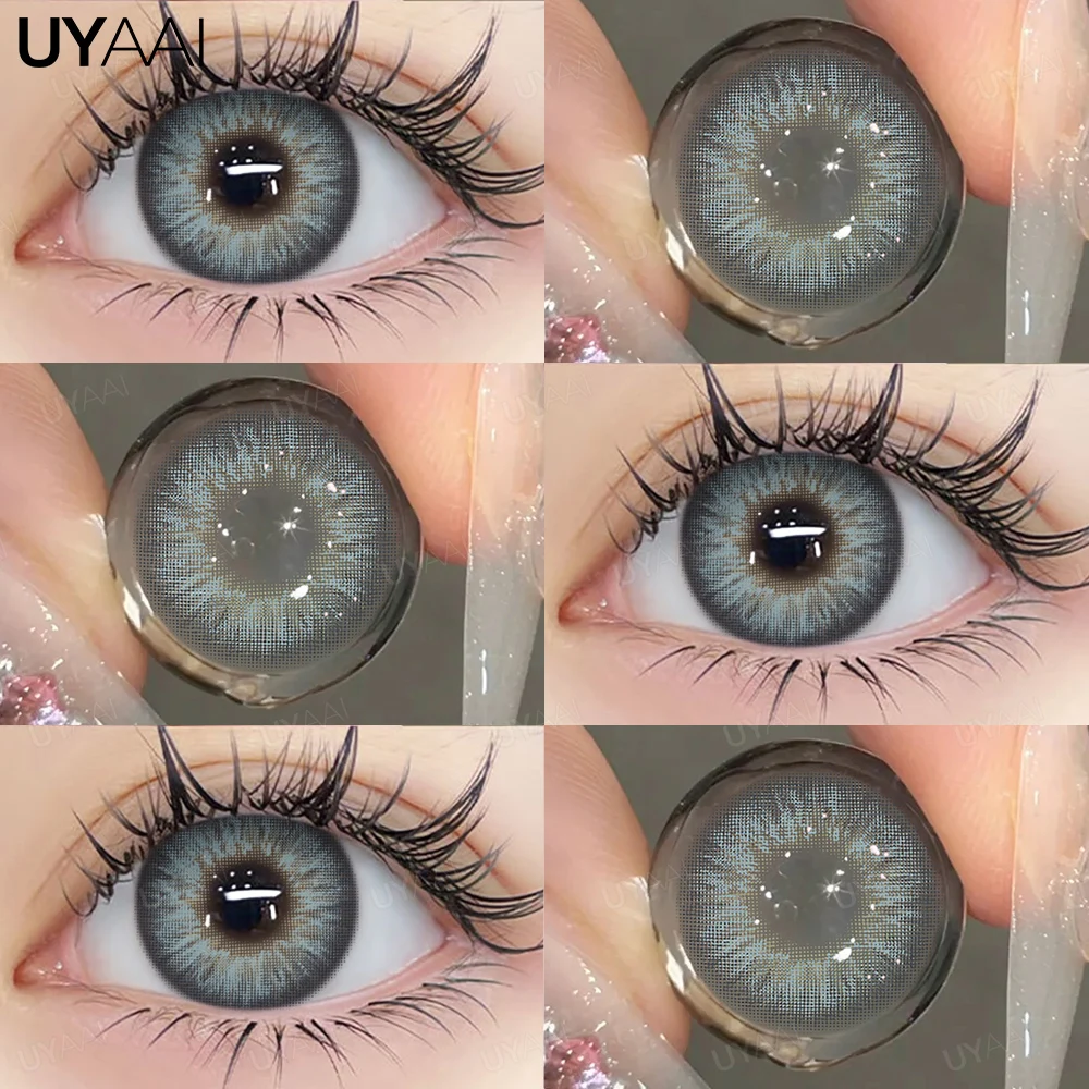 UYAAI-Lentilles de Contact Colorées pour Pupilles, Bleu, Vert, Marron, Naturel, Gris, Grands Yeux, Haute Qualité