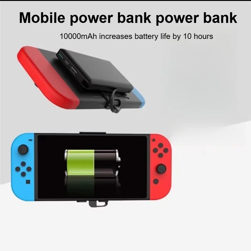 For Nintendo Switch 10000mAh Portable Power Bank Back Clip Power Pack Phone Tablet USB TypeC External Fast Charging Battery Case