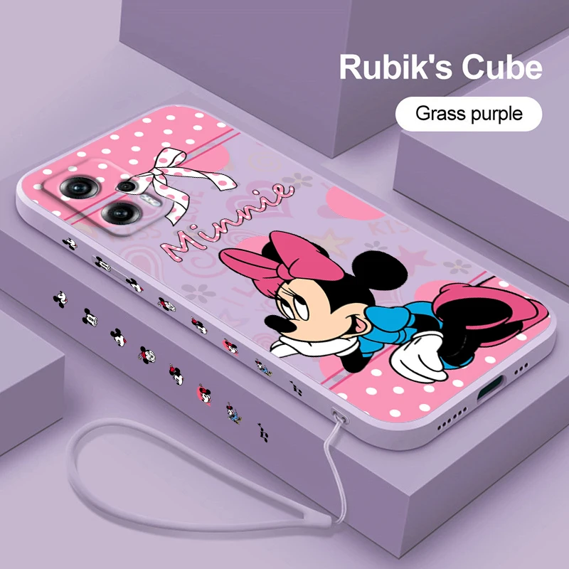 Mickey Baby Mouse Pink Liquid Left Rope Phone Case For Xiaomi Redmi Note 12 10 11 9 8 Pro Plus 11S 11T 10S 9T 4G 5G Cover image 5