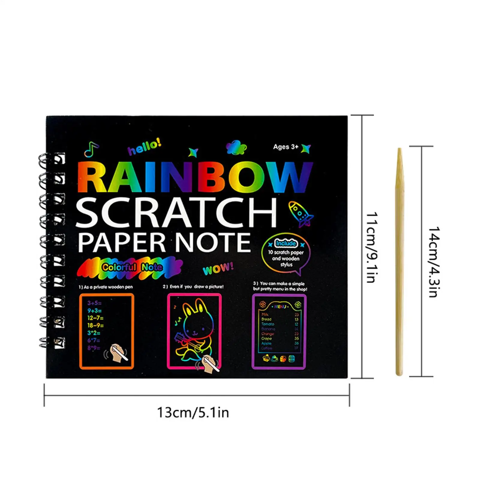 Scratch Paper Art Rainbow Coloring Notebook Scratch Craft Paper Note Books For Kids Boys Student Classroom Home Travel Airplane