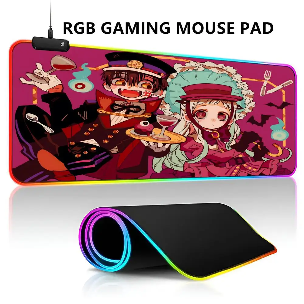 Anime Toilet-bound Hanako-kun Mouse Pad RGB LED Light Gaming Waterproof Large Gamer Mouse Carpet Big Keyboard PC Desk Play Mat w