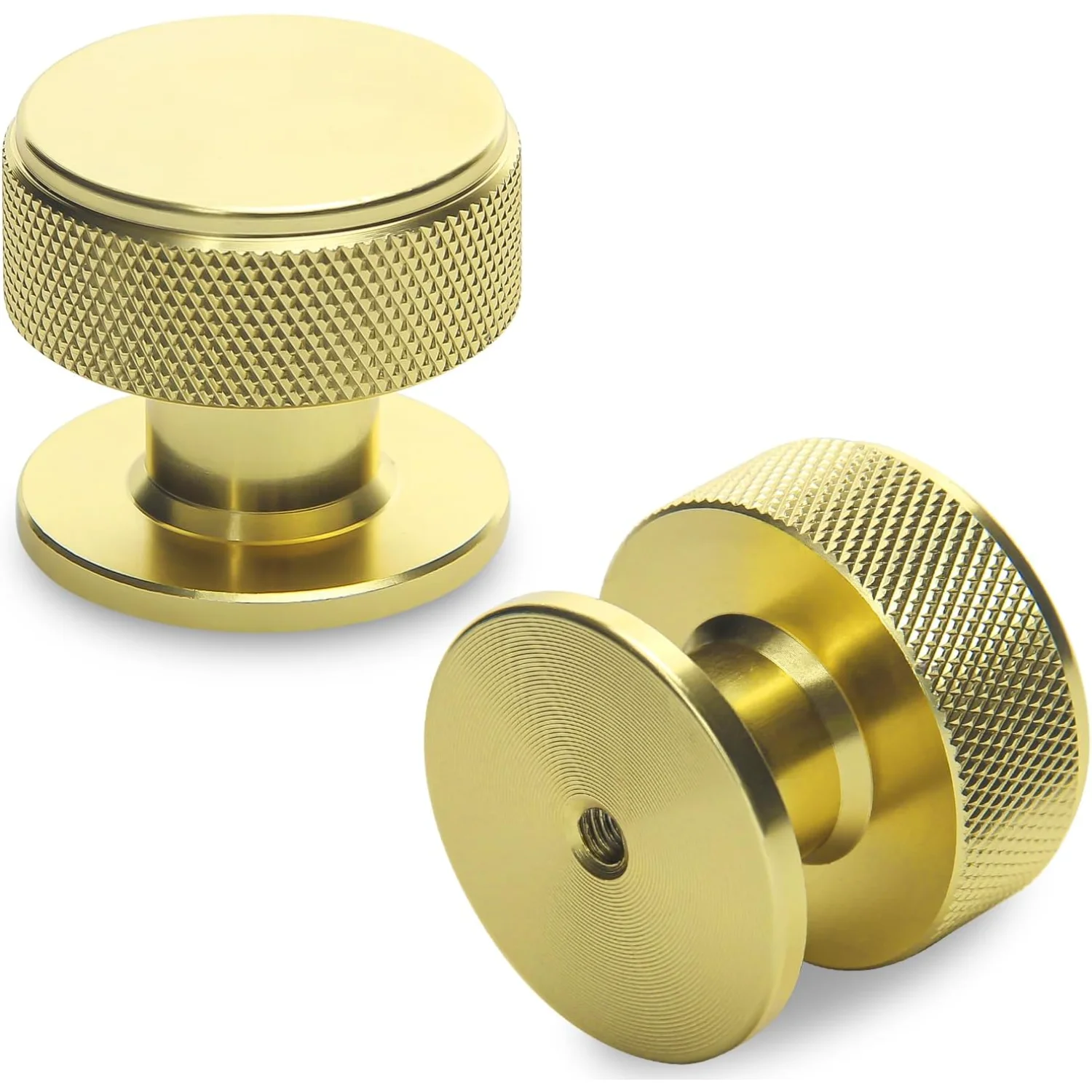 

6 Pack Gold Cabinet Knobs, 1-1/4 inch (32 mm) Solid Dresser Knobs Brushed Gold Kitchen Cabinet Knobs Round Gold Drawer Knobs Gol