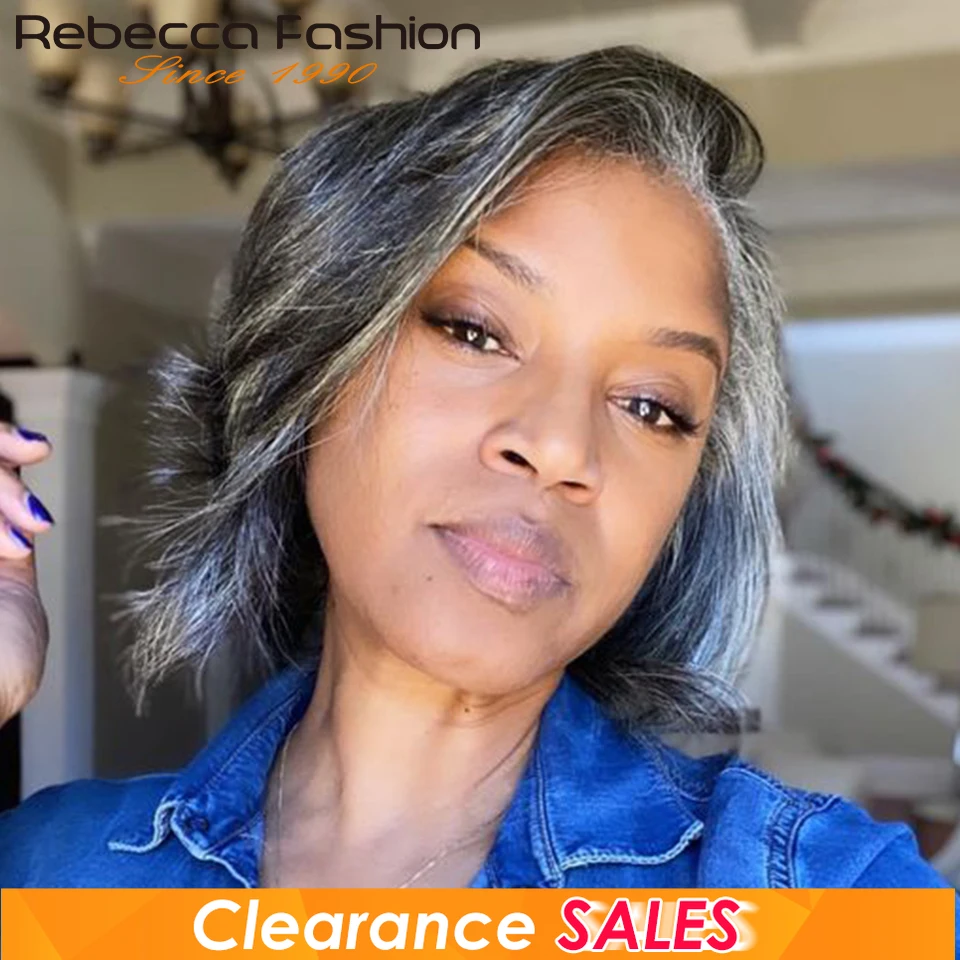 

Короткий парик из натуральных человеческих волос, серый, бразильские волосы Реми, омбре, фиолетово-серебристый, волнистый, с челкой, пикси, машинной работы