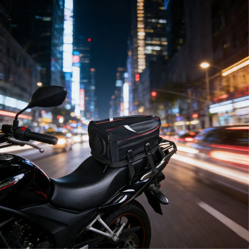 Waterproof Large Capacity Motorcycle Back Seat Bag - Universal Motorbike Tail Bag Travel Luggage Saddle Bag for On-Road Off-Road