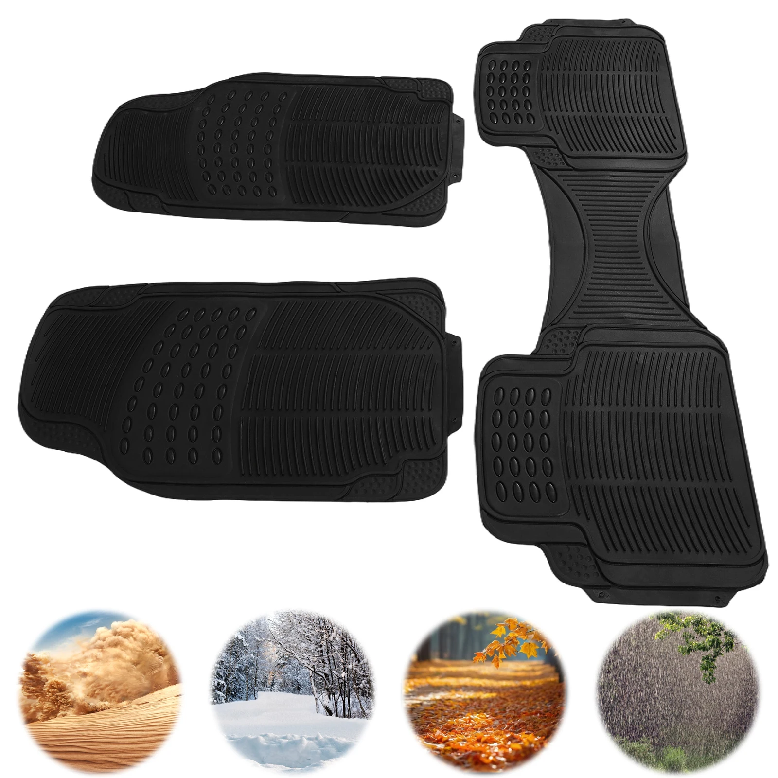 

3 Pieces Deep Waterproof Car Mats All Weather Rubber Car Floor Mats Waterproof All Weather Car Mats for Cars Sedans SUVs Trucks