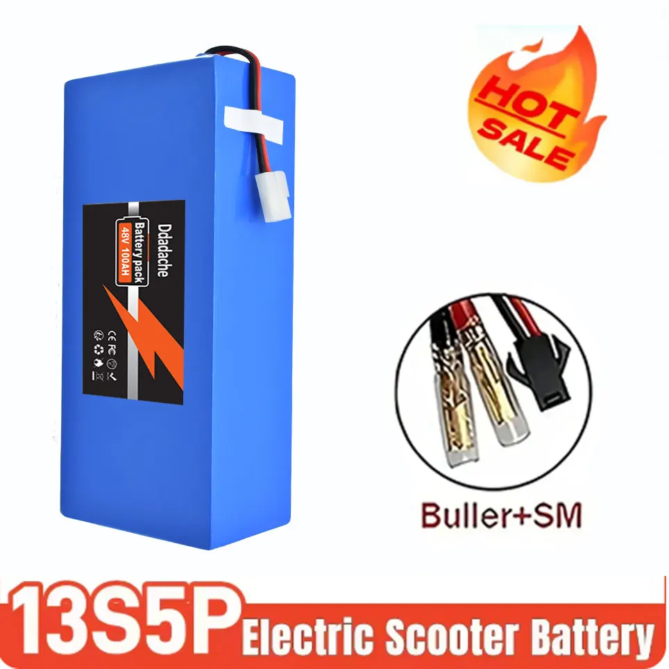 13S5P Batterijpakket 48V 100Ah 18650 Lithium Ingebouwde intelligente BMS voor 500-1000W elektrische machines + oplader