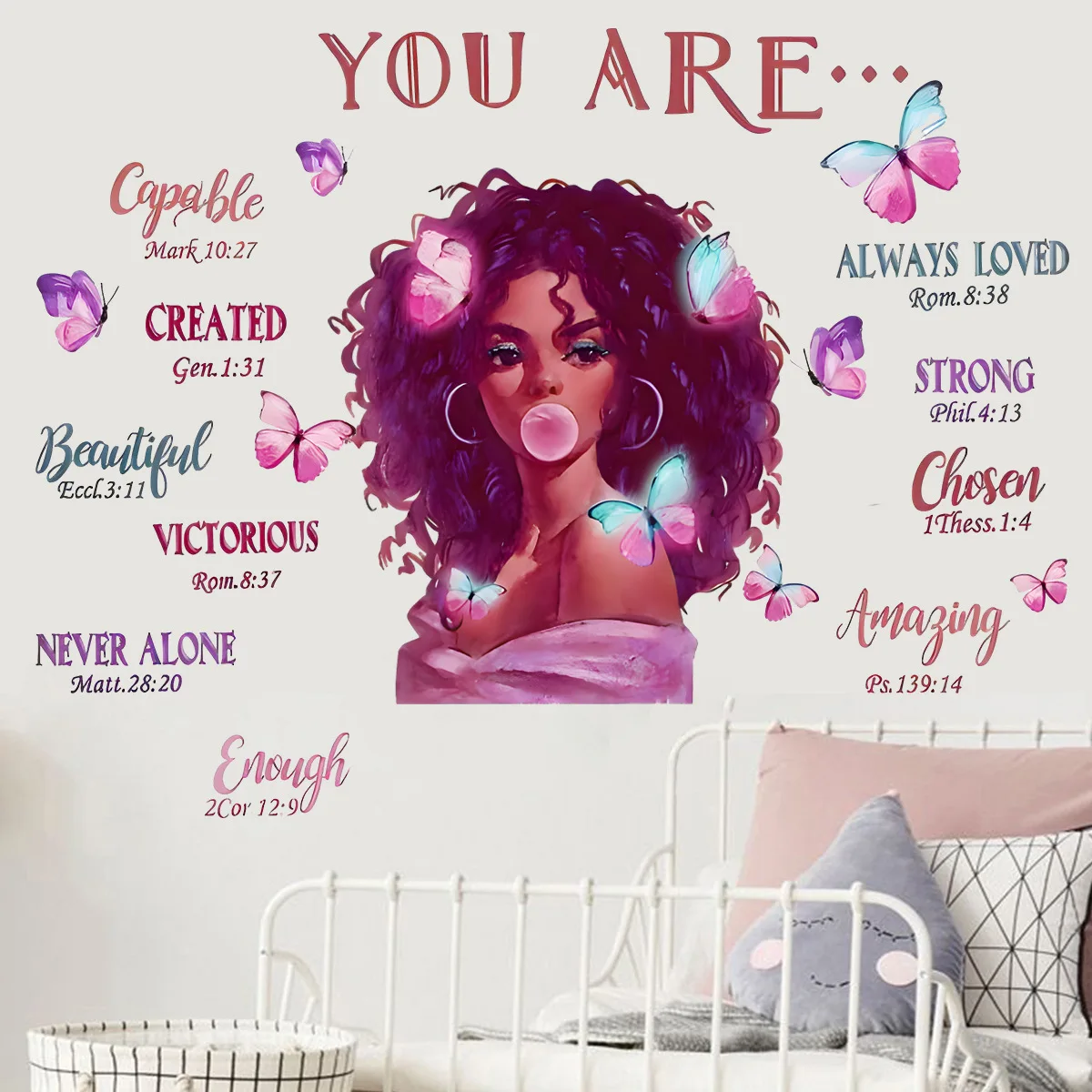 3d black girl room decoration inspirational quote wall decal sticker self adhesive bedroom wall art