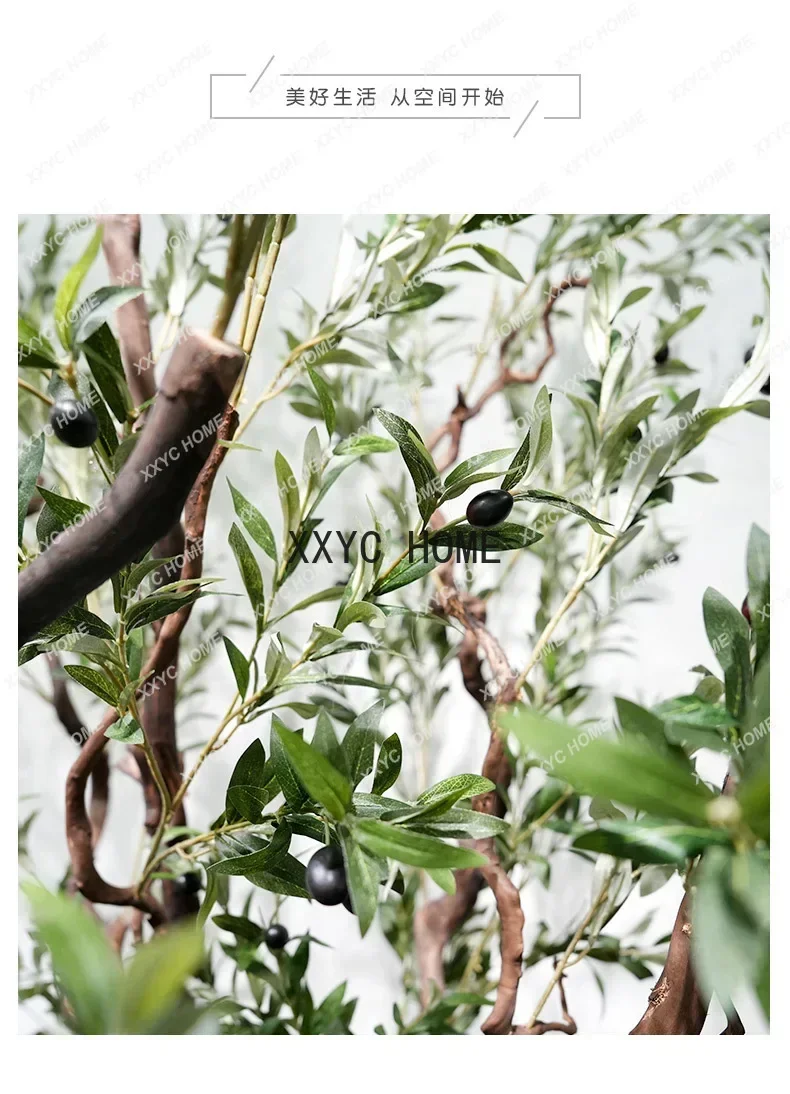 Árvore de imitação de madeira maciça, decoração de oliveira seca, decoração de interiores, piso, árvores falsas, decoração de sala de estar, planta verde