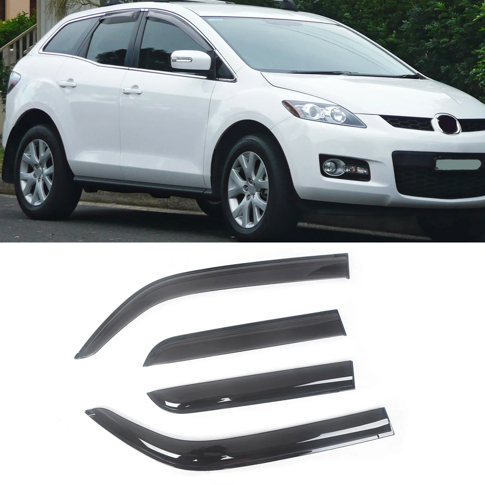 For Mazda CX-7 2008-2011 Car Side Window Visor Sun Rain Guard Shade Shield Shelter Protector Cover Trim Frame Sticker Accessory