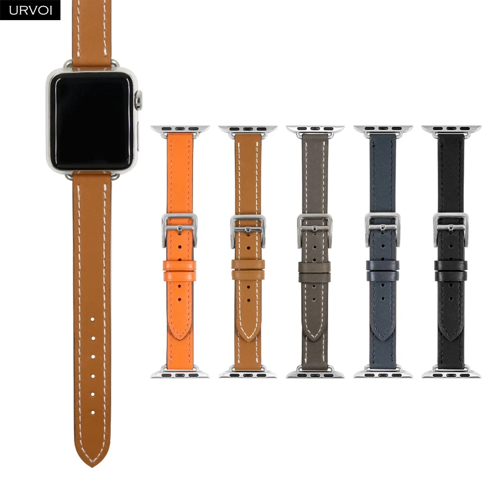

URVOI Single Tour для Apple Watch ремешок серии 11 10 9 8 7 6 SE 5 тонкий кожаный ремешок-переходник ручной работы для iWatch 40 41 42 мм