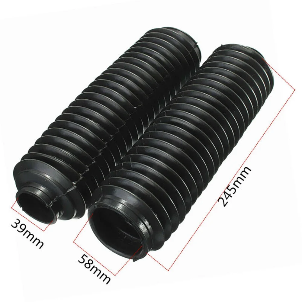 Long lasting Black Motorcycle Front Fork Gaiters Boots, 245x58x39mm Size, for CQR, Resistant to Tear and Deformation