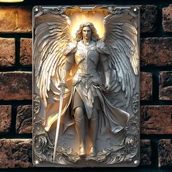 Archangel Michael, Vintage Aluminum Wall Art, Outdoor & Indoor Decorative Metal Sign for Living Room, Bedroom, Garden, Bar