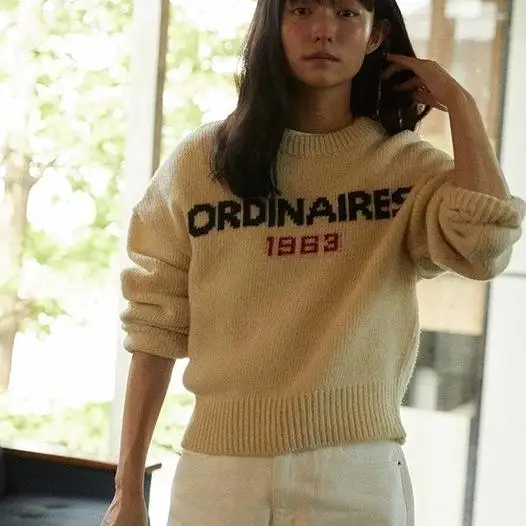 Ged Now H24 Autumn South korea Dongdaemun Loose Slimming Casual All-matching round Neck Retro Letters Knit sweater Women