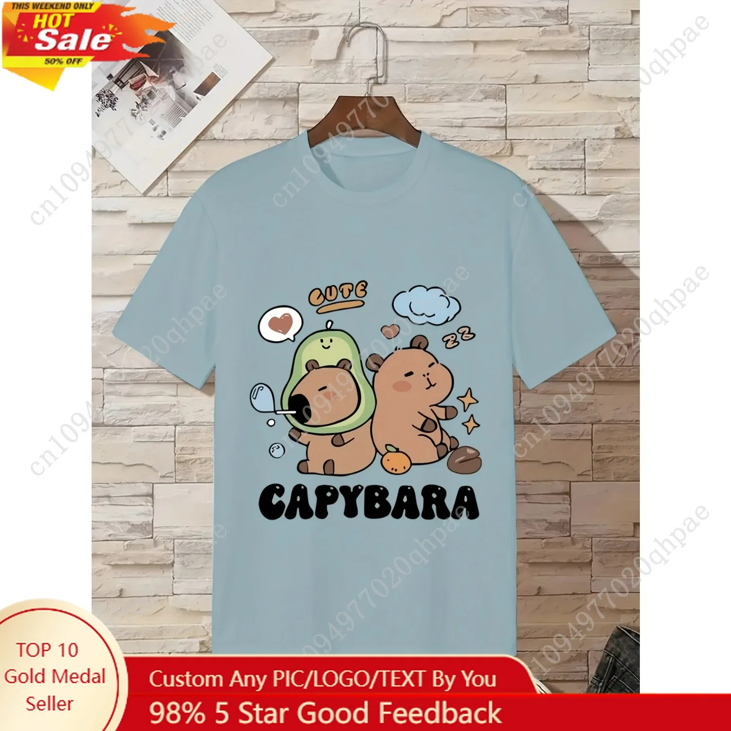 

Children's Clothing Capybara Graphic T Shirts Short Sleeve Tops Tee Summer Kids Clothes Crew Neck T-Shirts Fashion Child T-Shirt