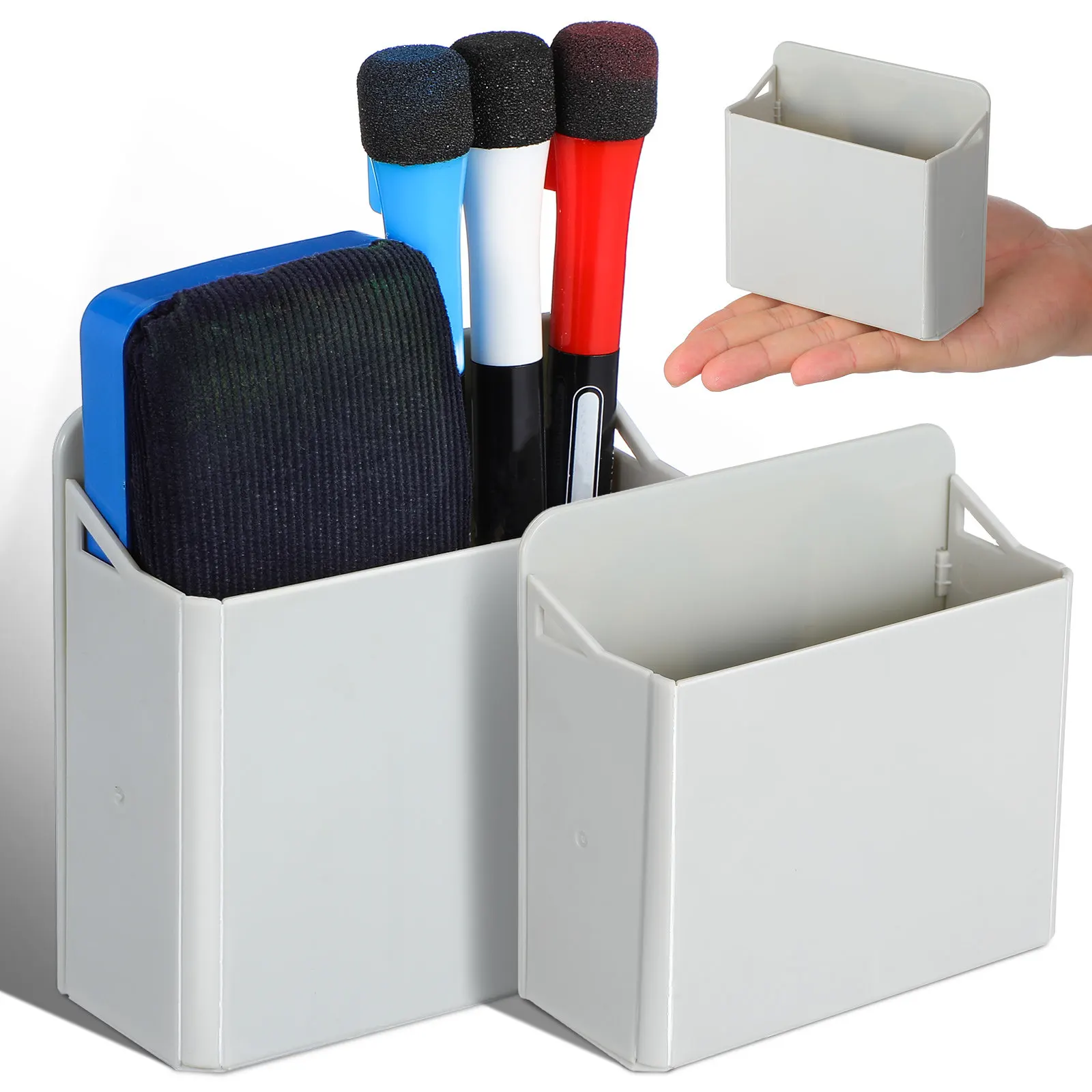 2Pcs ABS Pen Holder Suction Cup Whiteboard Marker Storage Organizer Desk Stationery Container Professional Office Accessory