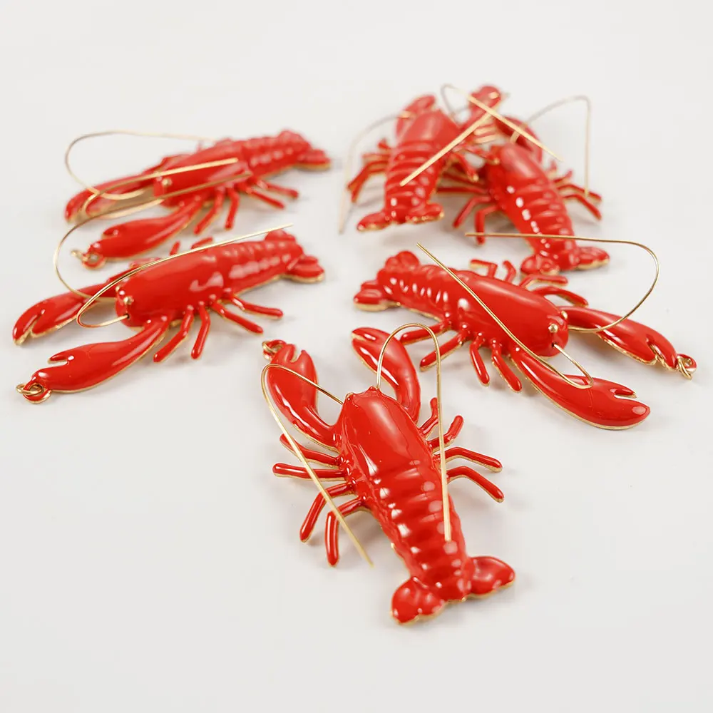 8 Pieces Lobster Pendant Marine Life Beautiful Designer Design Fashion Simple Heavy Craft DIY Key Chain Jewelry Accessories